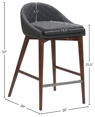 Mila Counter Stool, Set of 2, Dark Gray