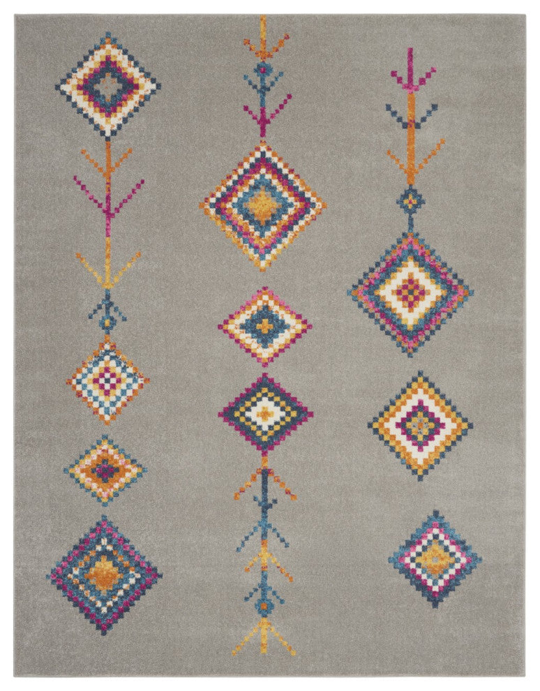 8" x 10" Gray and Multicolor Geometric Area Rug