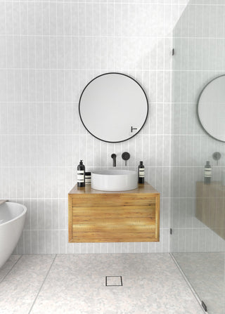 Round 24" Stainless Steel Framed Mirror, Black