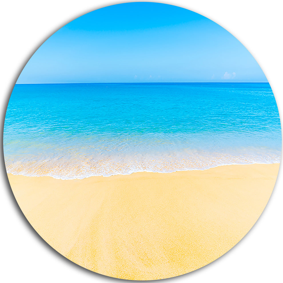 Calm Blue Sea And Sky, Seascape Photo Round Wall Art, 11"