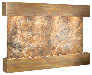 Sunrise Springs water fountain, Brown Marble, Rustic Copper, Square