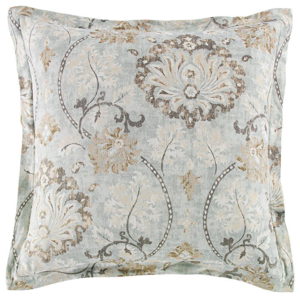 Dalia Victorian Floral Linen Euro Sham, 27" x 27"