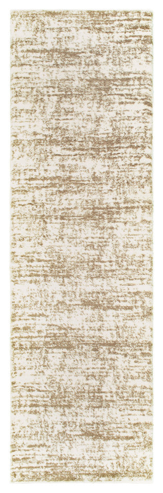 Viviana Distressed Solid Ivory/ Taupe Area Rug, 2'3"x7'6"