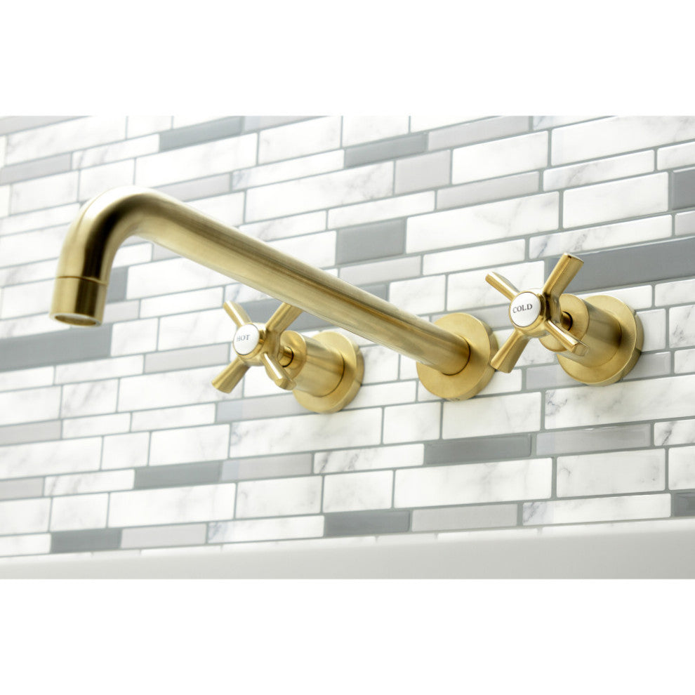 KS8047ZX Wall Mount Tub Faucet, Brushed Brass