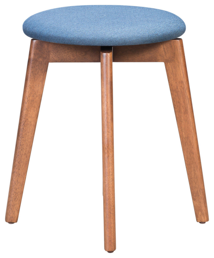 Billy Stool, Set of 2 Walnut & Blue