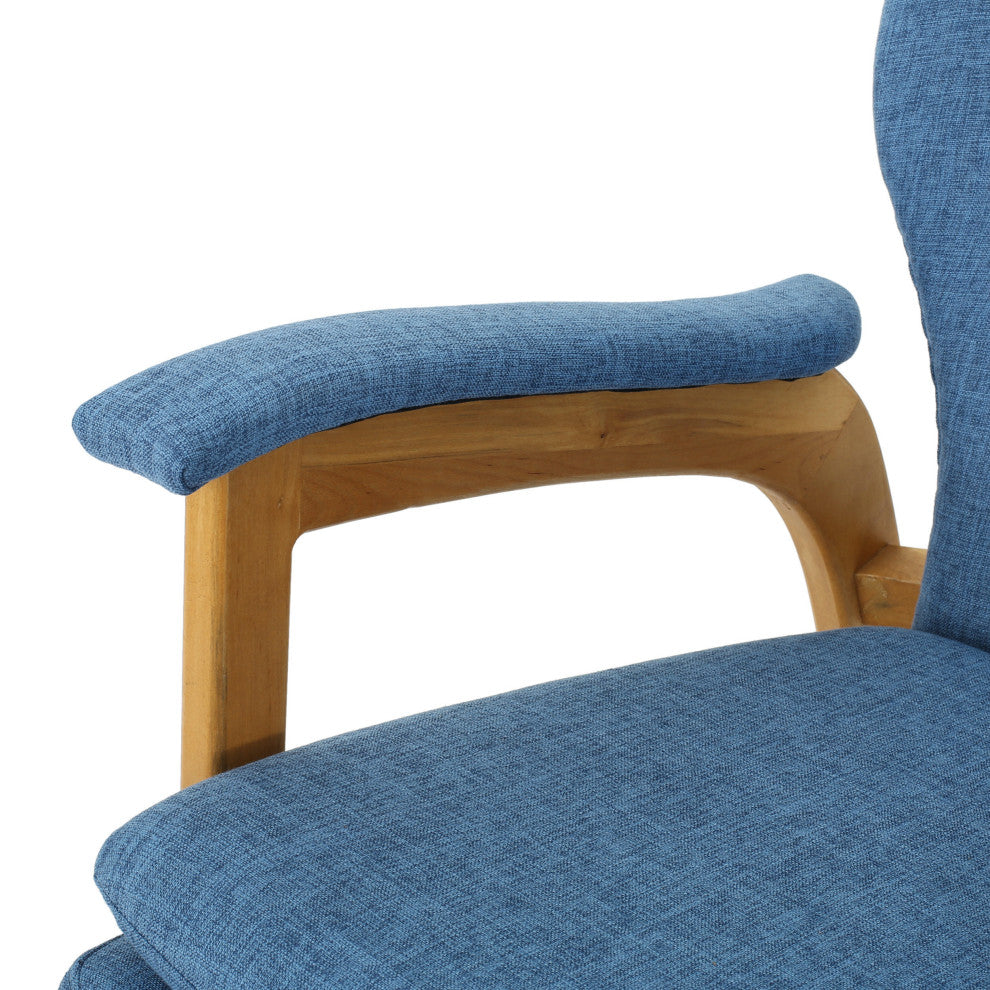 GDF Studio Bethany Mid Century Fabric Rocking Chair, Muted Blue