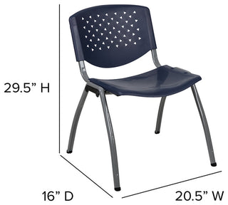 Hercules Series Capacity Plastic Stack Chair With Titanium Frame, Navy