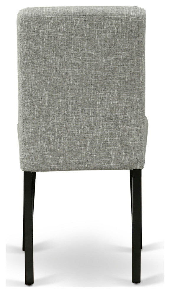 5Pc Rounded 42" Dining Table, Four Parson Chair, Black Leg, Fabric Shitake