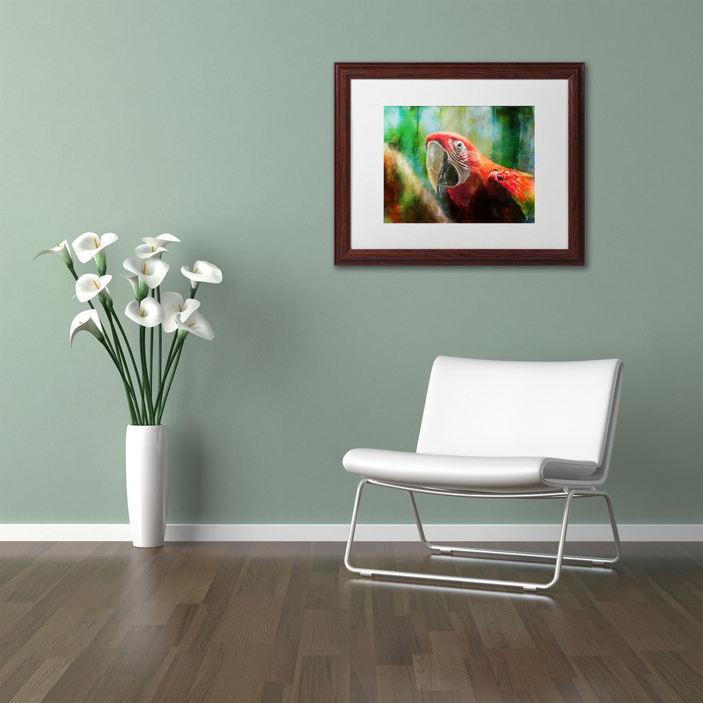 Lois Bryan 'Green Winged Macaw' Art, Wood Frame, White Matte, 20"x16"