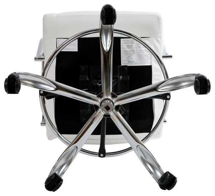 Swivel Office Chair, Comfortable Faux Leather Back & Adjustable Footrest, White
