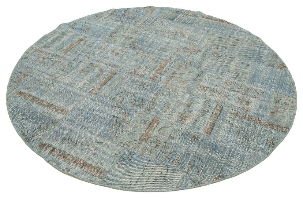Rug N Carpet - Handwoven Anatolian 6' 6" x 6' 6" Wool Round Patchwork Rug