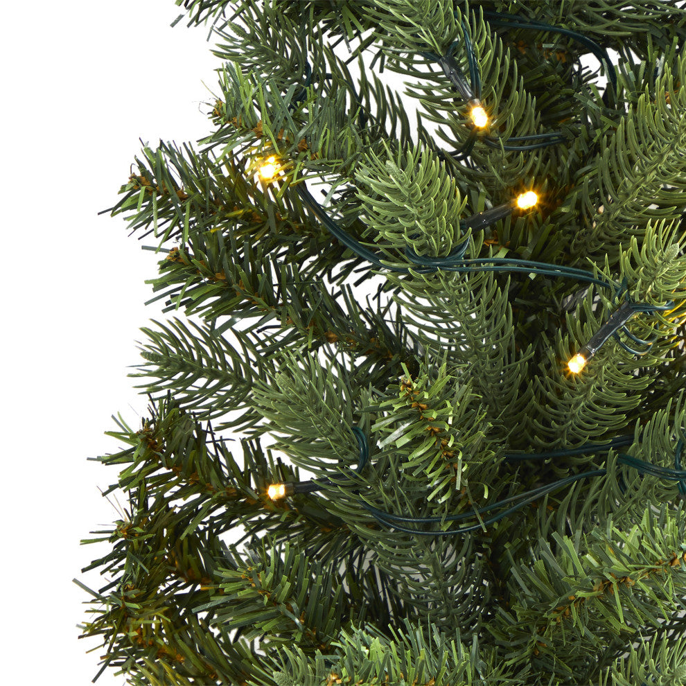 3' Flat Back Wall Hanging Artificial Christmas Tree With 35 Clear LED Lights