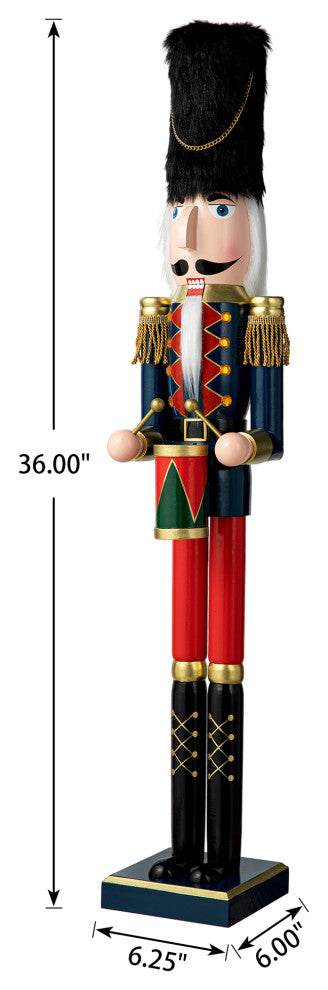 36"H Wooden Christmas Drummer Nutcracker