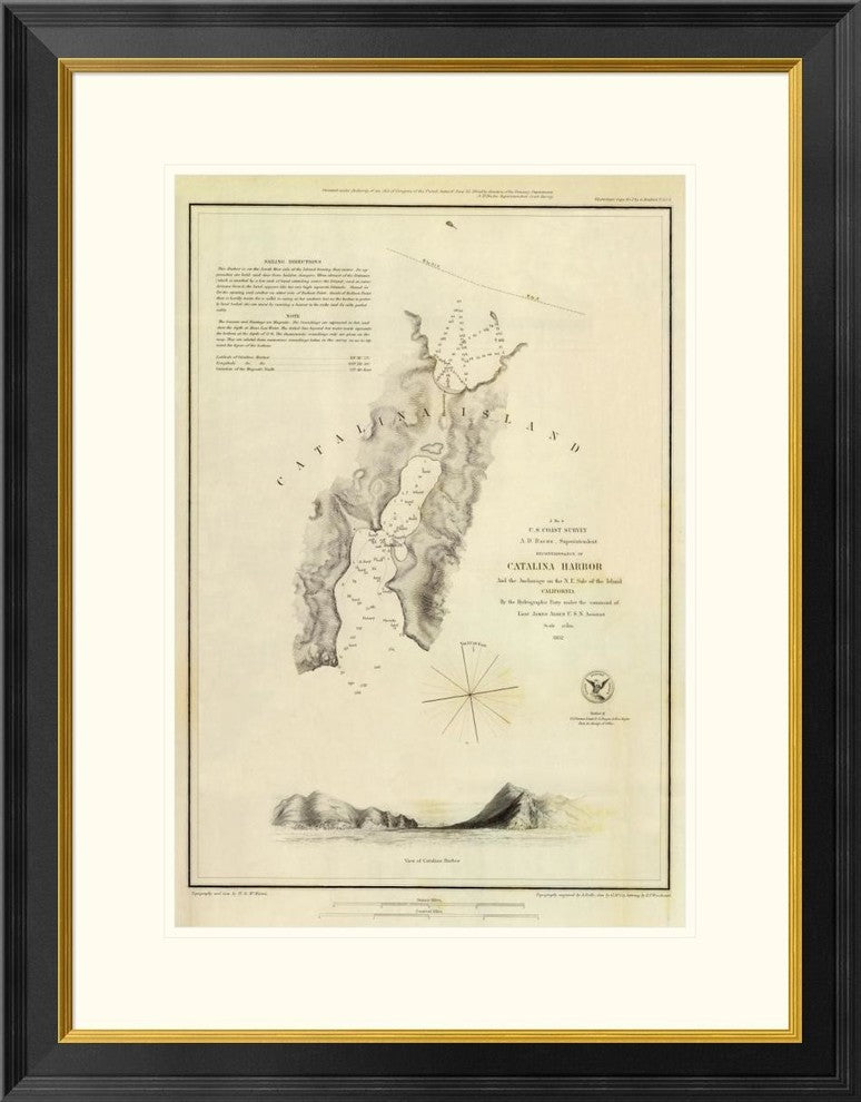 "Catalina Harbor, California, 1852"  by United States Coast Survey, 25x32"