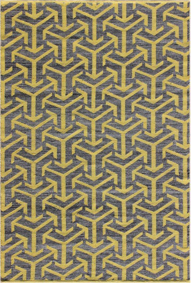 Enaya Handwoven Contemporary Rug, Gray/Yellow, Rectangular 7'9x10'6
