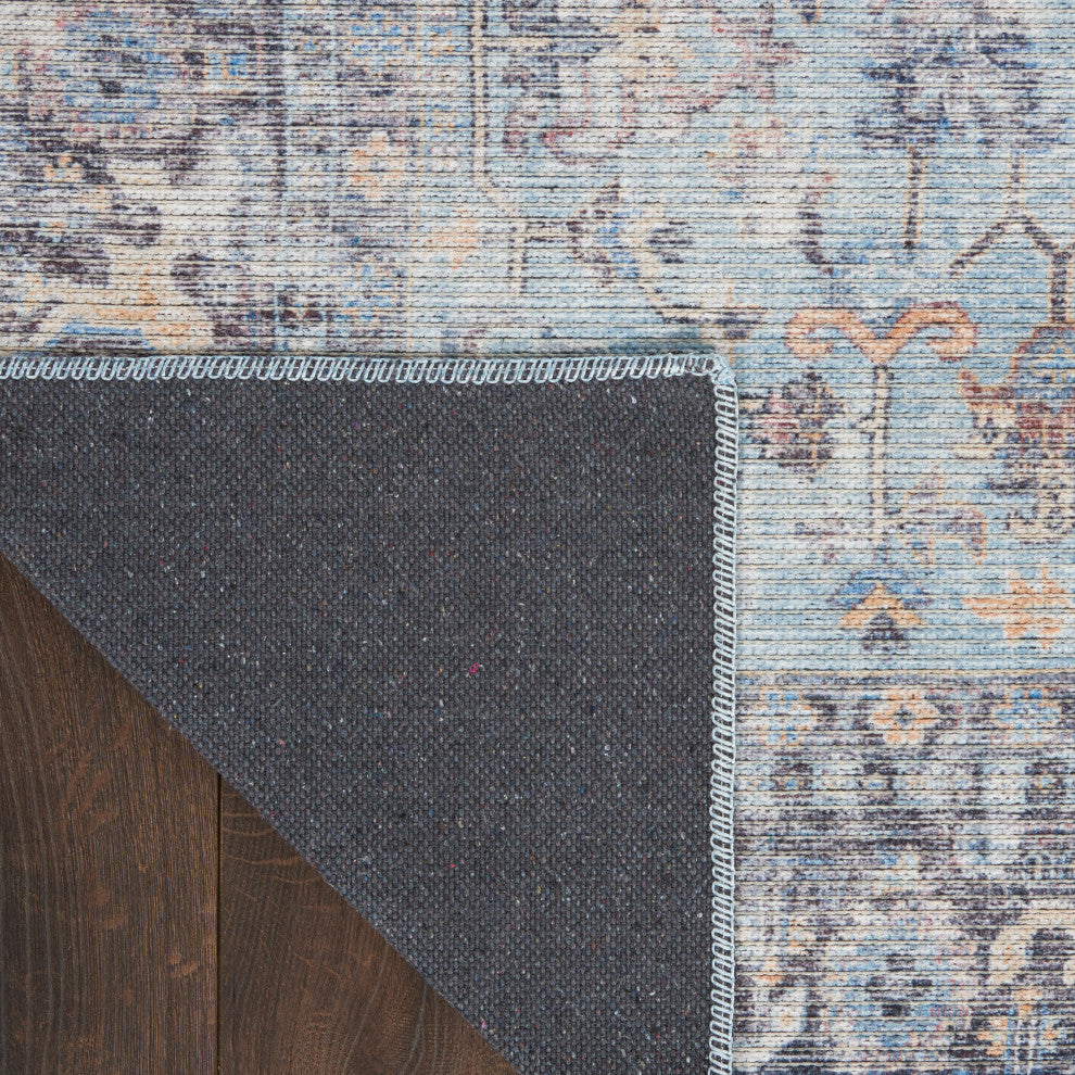 Nicole Curtis Nc Series 1 5' x 7' Light Grey/Blue Machine Washable Area Rugs