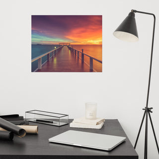 Surreal Wooden Pier At Sunset Intrigued Landscape Photo Loose Wall Art Print, 16" X 20"