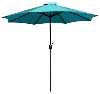 3 Pc Patio Table Set -30" x 48" Square Teak Patio Table w/Umbrella & Base, Teal