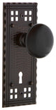 Craftsman Plate Interior Mortise Black Porcelain Door Knob, Timeless Bronze