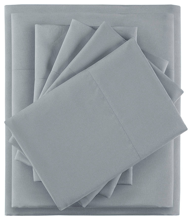 Intelligent Design Microfiber Sheet Set With Side Storage Pockets, Grey