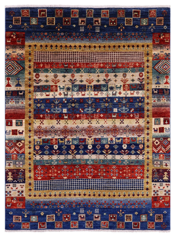 4' 10" X 6' 7" Tribal Persian Gabbeh Handmade Wool Rug Q6545