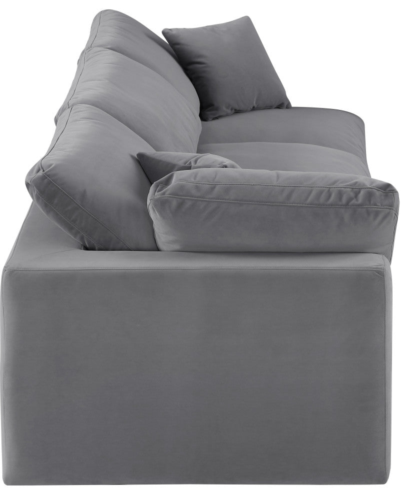 Comfy Upholstered Modular Sofa, Grey, 3-Piece: 1 Armless Chair, 2 Corner Chair, Velvet