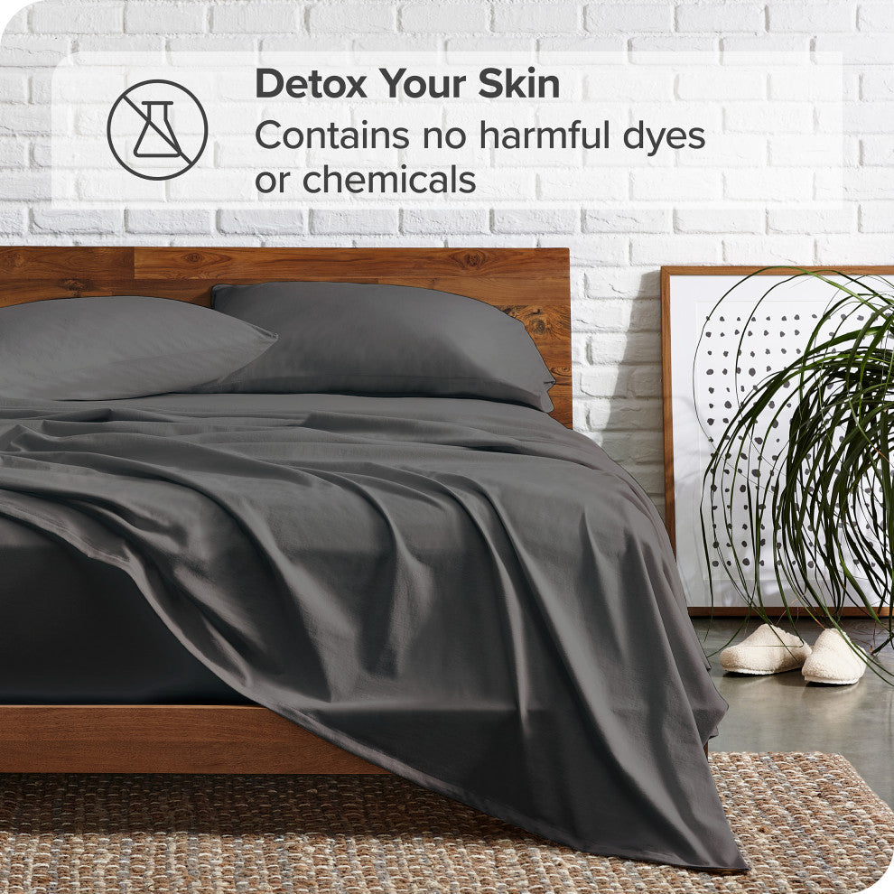 Bare Home 1800 Microfiber Sheet Set, Gray, Split King