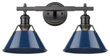 Orwell 2-Light Vanity Light in Matte Black with Matte Navy