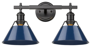 Orwell 2-Light Vanity Light in Matte Black with Matte Navy