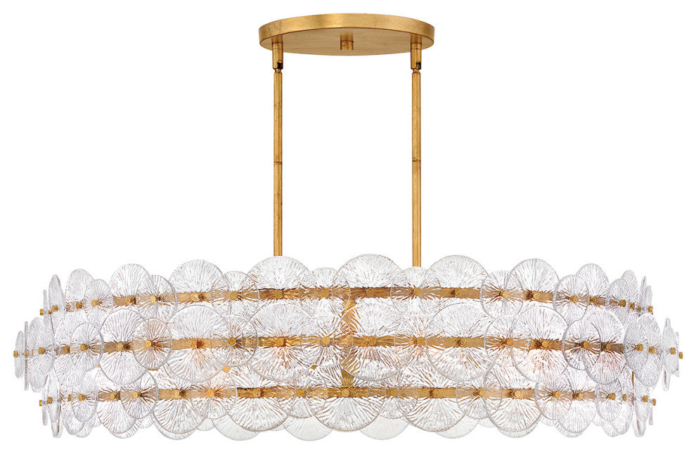 Fredrick Ramond Rene Chandelier, Distressed Brass, Large