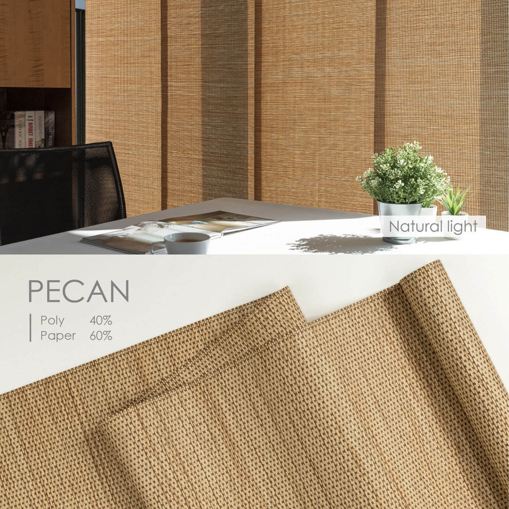 Adjustable Sliding Panel Track Blind 45.8"-86" W x 96" L, Zen, Pecan