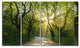 Evening in Green Forest, Landscape Canvas Art Print, 48"x28", 4 Panels