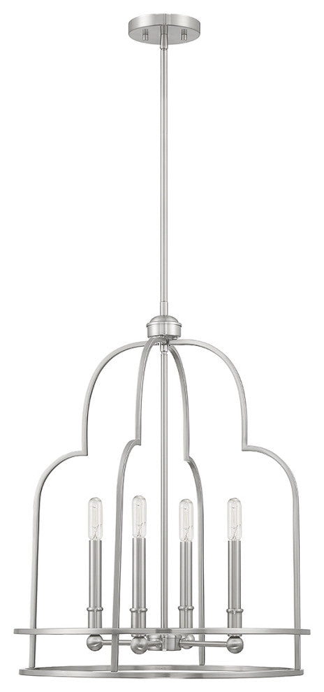 Diplomat 4-Light Pendant, Matte Black, Satin Nickel
