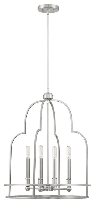 Diplomat 4-Light Pendant, Matte Black, Satin Nickel