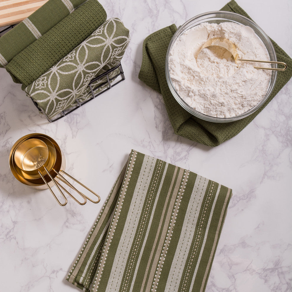 DII Assorted Sage Dishtowel/Dishcloth, Set of 5