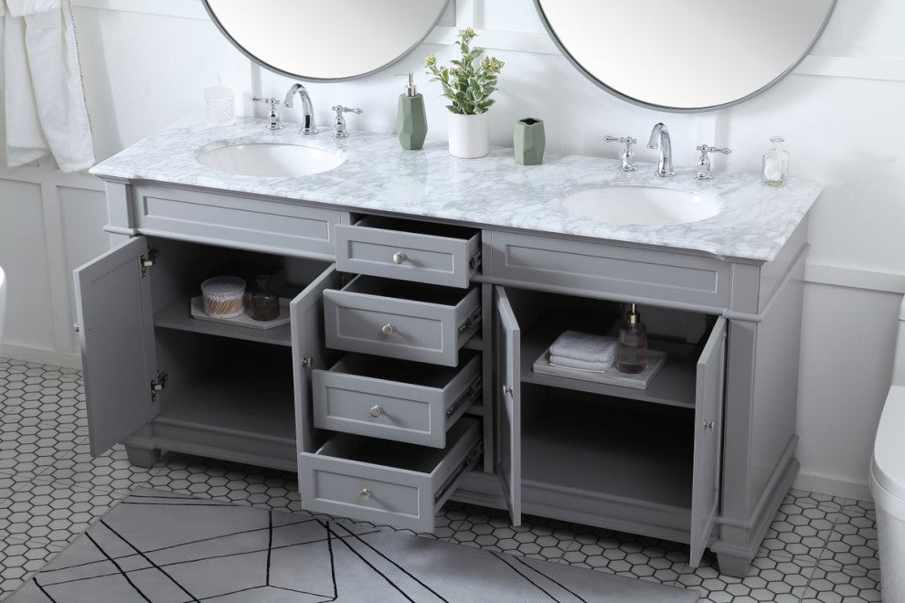 Home Living 72" Double Bathroom Vanity Set, Gray