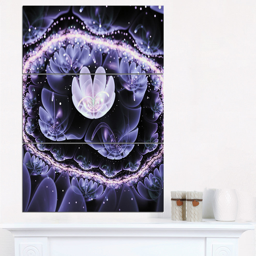 "Shiny Fractal Flower With Bokeh Effect" Metal Wall Art, 3 Panels, 28"x36"