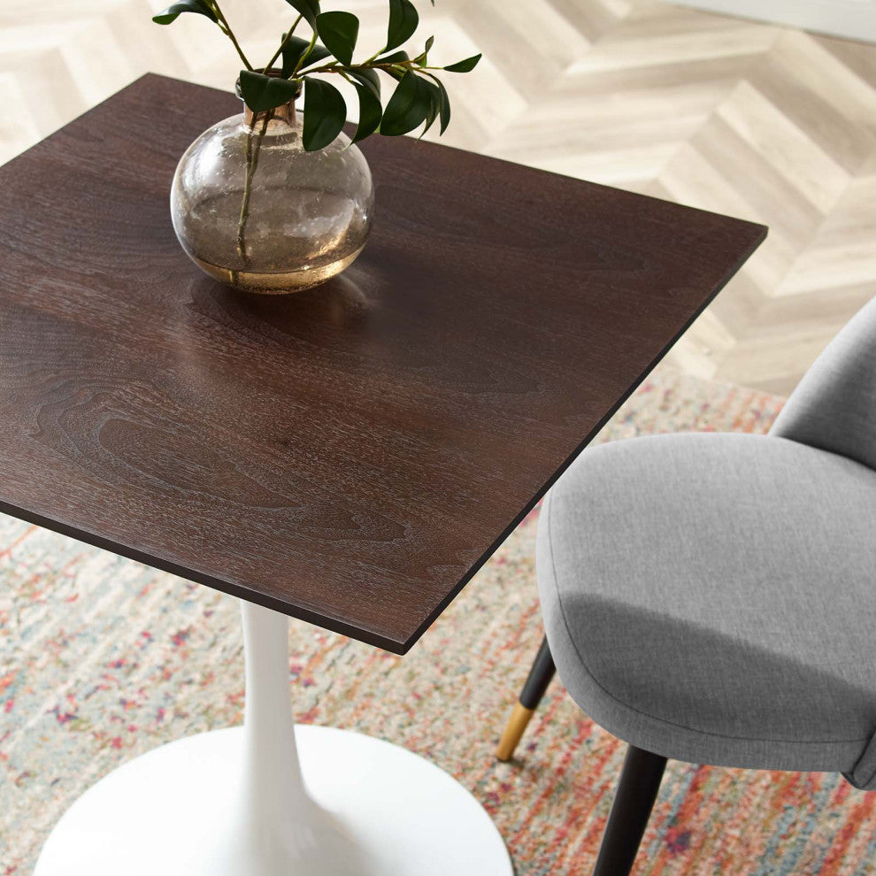 Lippa 28" Square Dining Table White Cherry Walnut