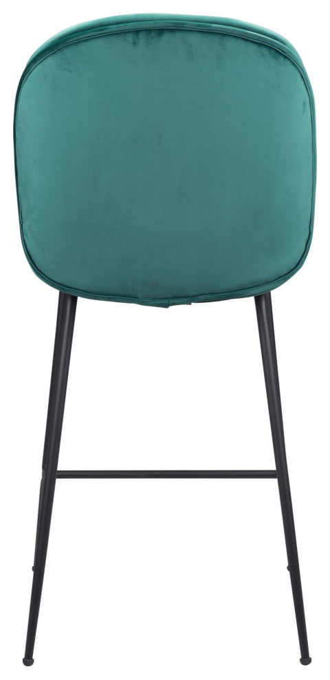 Counter Stool Chair, Steel Metal, Fabric, Green, Black, Bar Kitchen Cafe Bistro