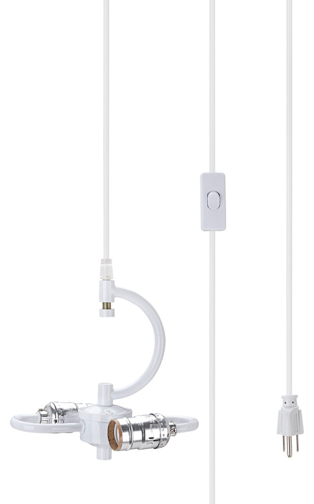 Aspen Creative 71163-21, 2-Light Plug-In Swag Light Conversion Kit, White