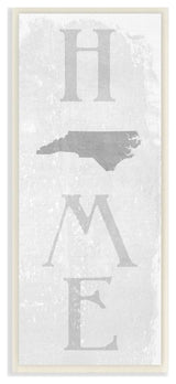 North Carolina Home State Map Grey Te"xtured Word Design, 7"x17"