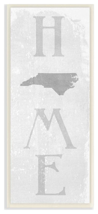 North Carolina Home State Map Grey Te"xtured Word Design, 7"x17"