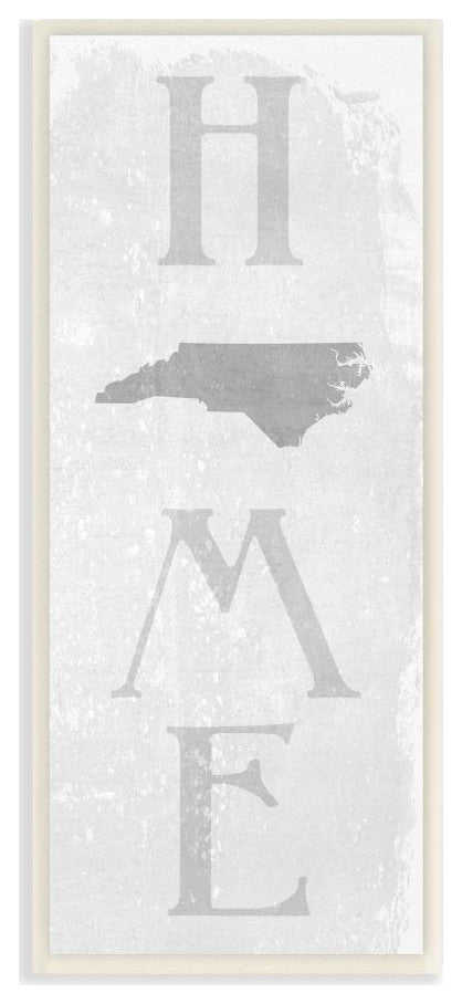 North Carolina Home State Map Grey Te"xtured Word Design, 7"x17"