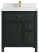 Sonoma 30 Single Sink Reeded Bath Vanity in Dark Forest Green 2" Calacatta Laza
