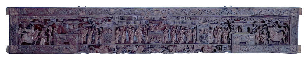 Chinese Dimensional Opera People Horses Carving Wood Wall Panel Hws3078