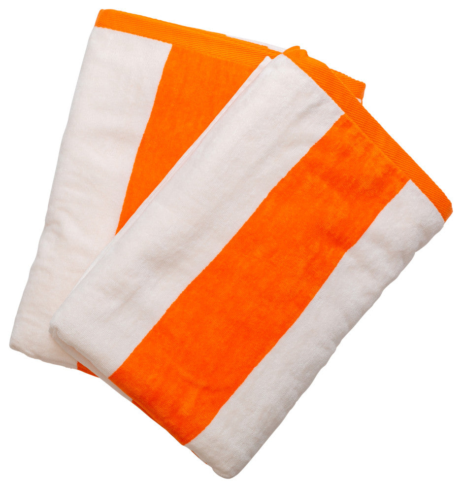 Tropical Cabana 100% Cotton Beach Towel, Set of 2, Orange