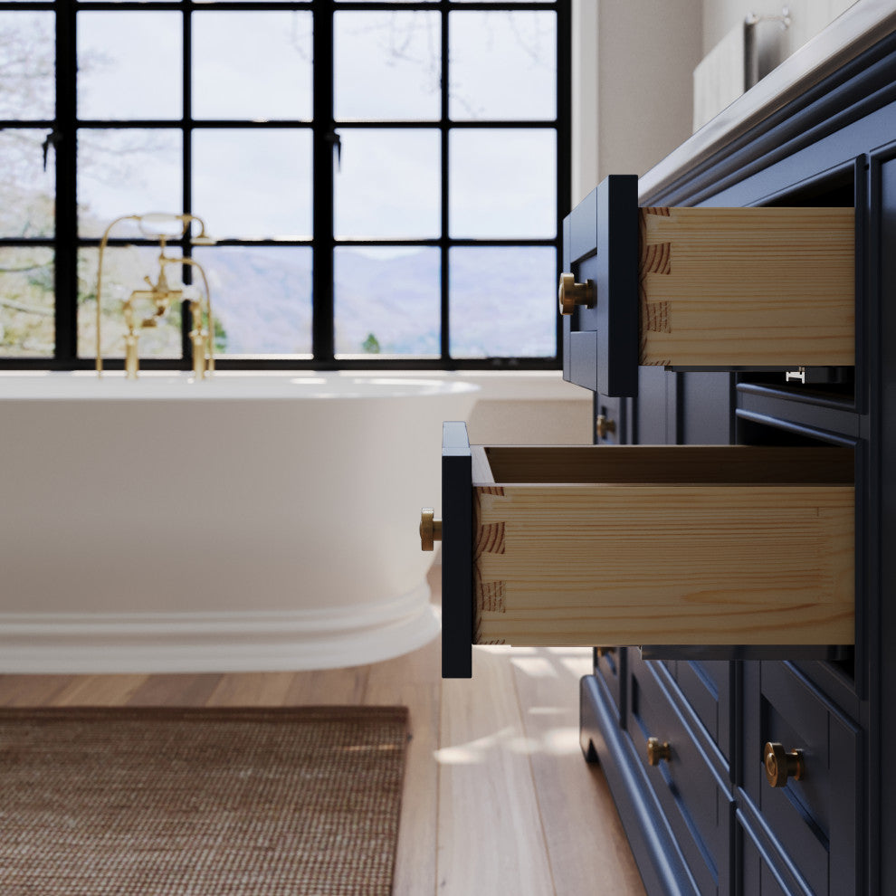 Audrey Vanity Set, Heritage Blue, 60", Gold Hardware, No Mirror