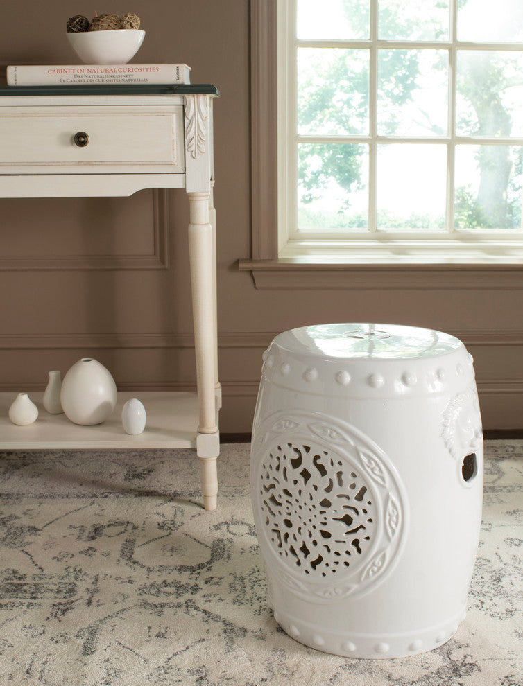 Safavieh Flower Drum Garden Stool, White