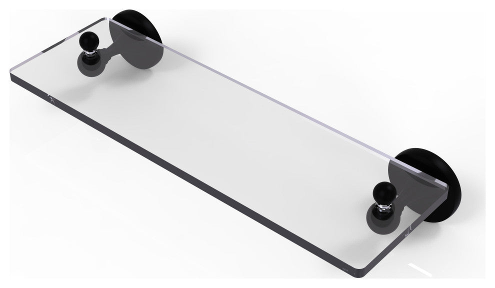 Shadwell 16" Glass Vanity Shelf with Beveled Edges, Matte Black