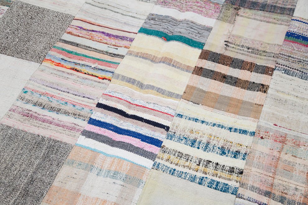 Rug N Carpet - Handmade Turkish 6' 7'' x 9' 10'' Unique Patchwork Kilim Rug
